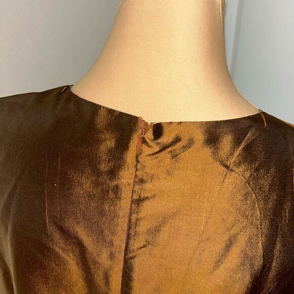 Yaly Couture Custom Brown Silk Shift Midi Dress 18 - Picture 7 of 7